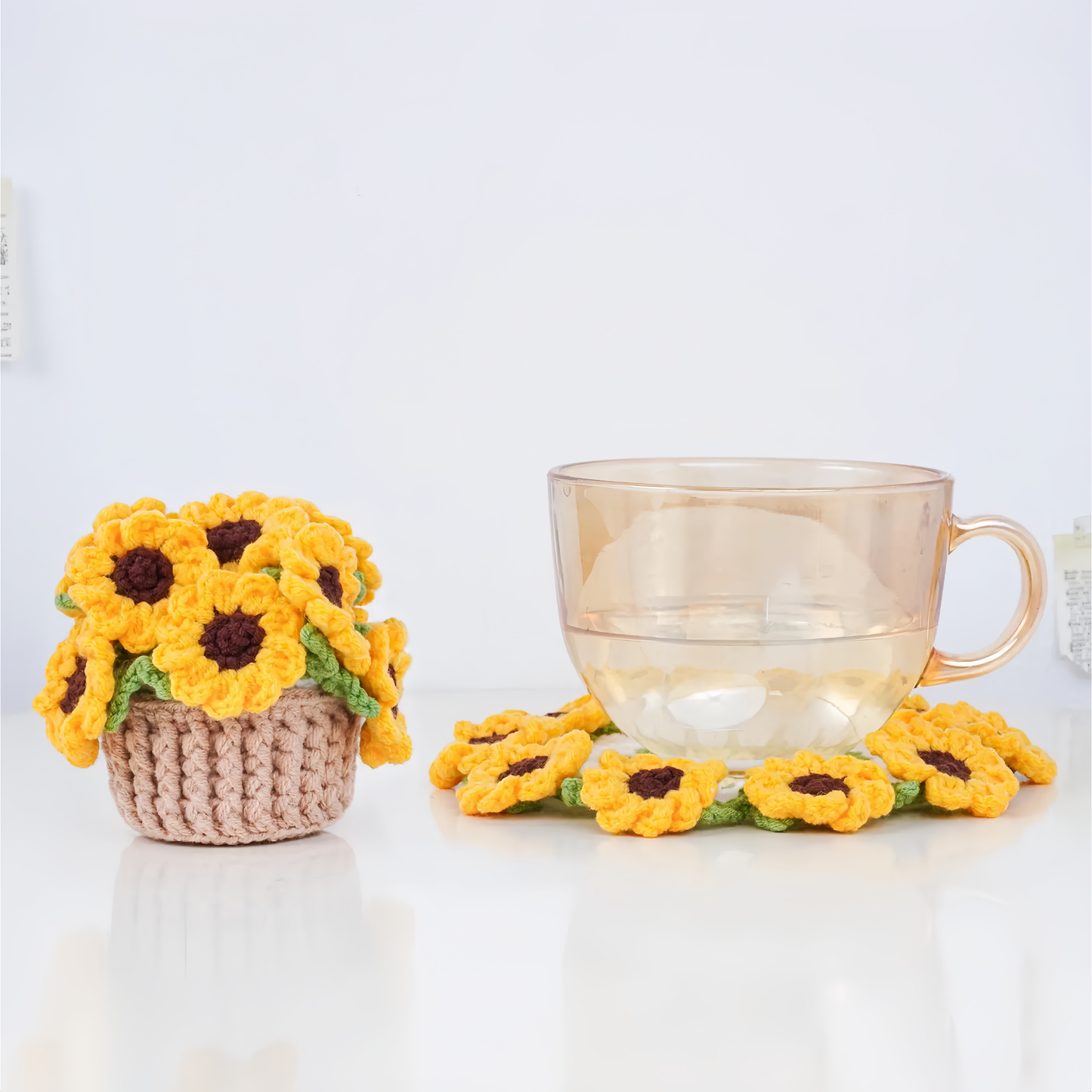 Sunflower Coaster & Pot Crochet Pattern