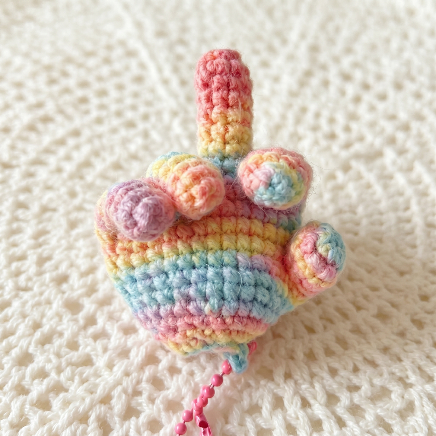 Peace Sign Hand Keychain Crochet Pattern