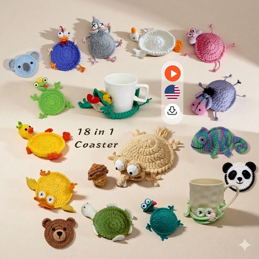 18-in-1 Animal Coaster Crochet Pattern Collection