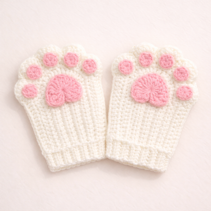 Cat Paw Fingerless Gloves Crochet Pattern