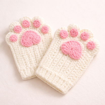 Cat Paw Fingerless Gloves Crochet Pattern