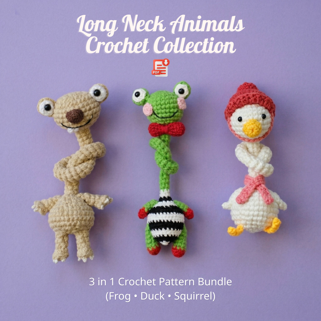 3-in-1 Cute Long Neck Bag Charm Crochet Pattern Bundle