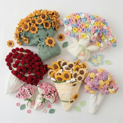 6-in-1 Floral Bouquet Blanket Crochet Pattern Bundle