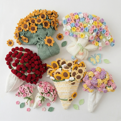 6-in-1 Floral Bouquet Blanket Crochet Pattern Bundle