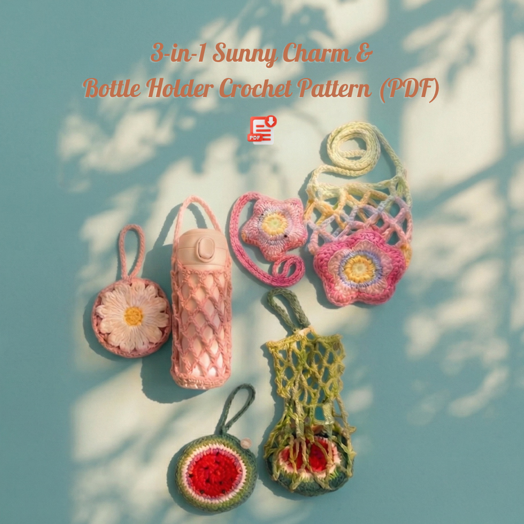3-in-1 Sunny Charm & Bottle Holder Crochet Pattern Bundle