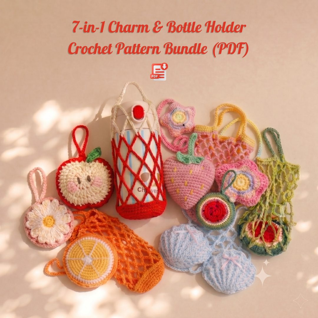 7-in-1 Charm & Bottle Holder Crochet Pattern Bundle
