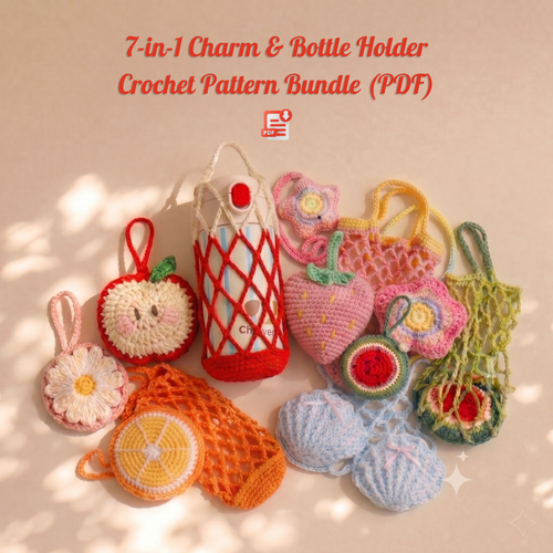 7-in-1 Charm & Bottle Holder Crochet Pattern Bundle
