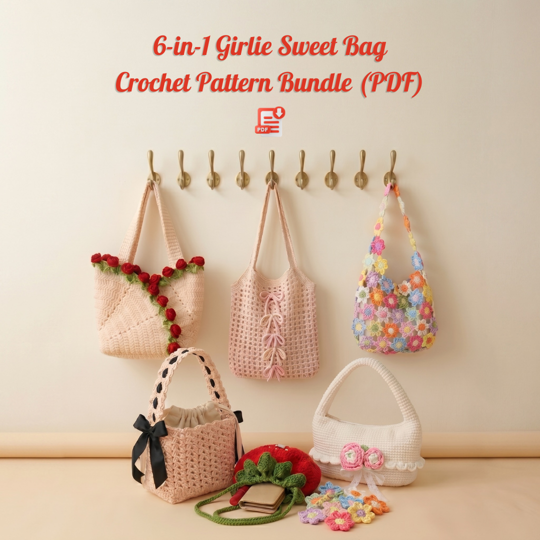 6-in-1 Girlie Sweet Bag Crochet Pattern Bundle