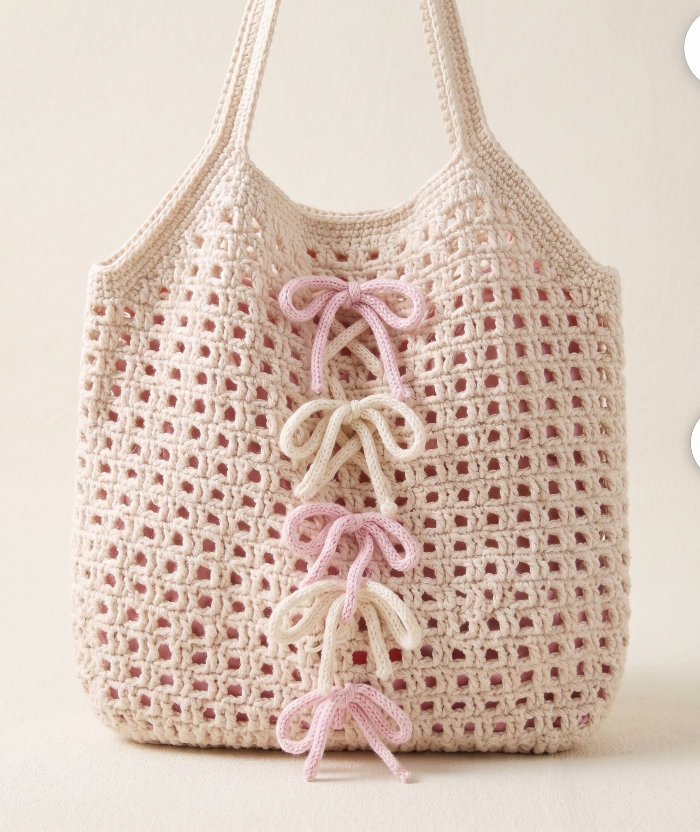 Filet Beige Tote Bag Crochet Pattern