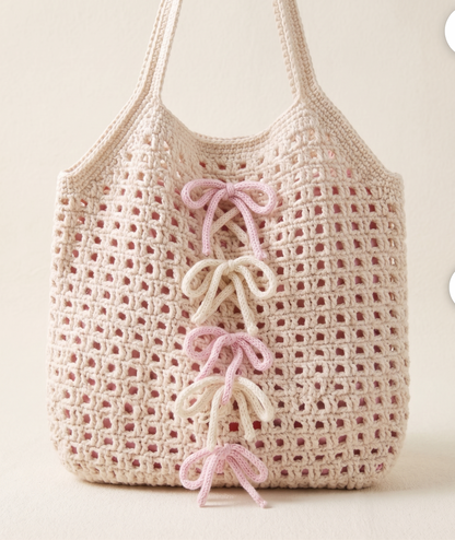 Filet Beige Tote Bag Crochet Pattern