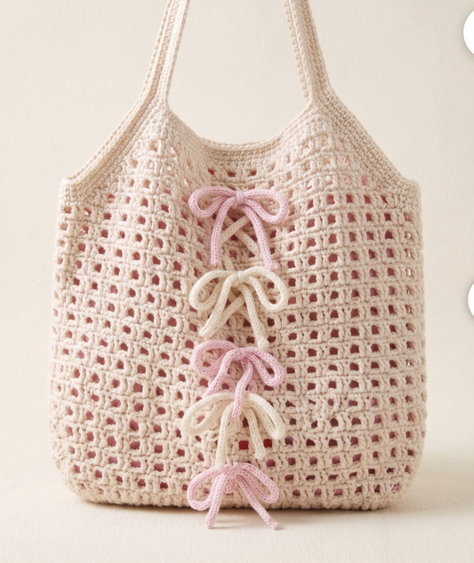 Filet Beige Tote Bag Crochet Pattern