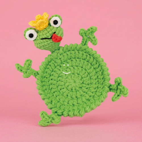 Derp Frog Prince Coaster Crochet Pattern