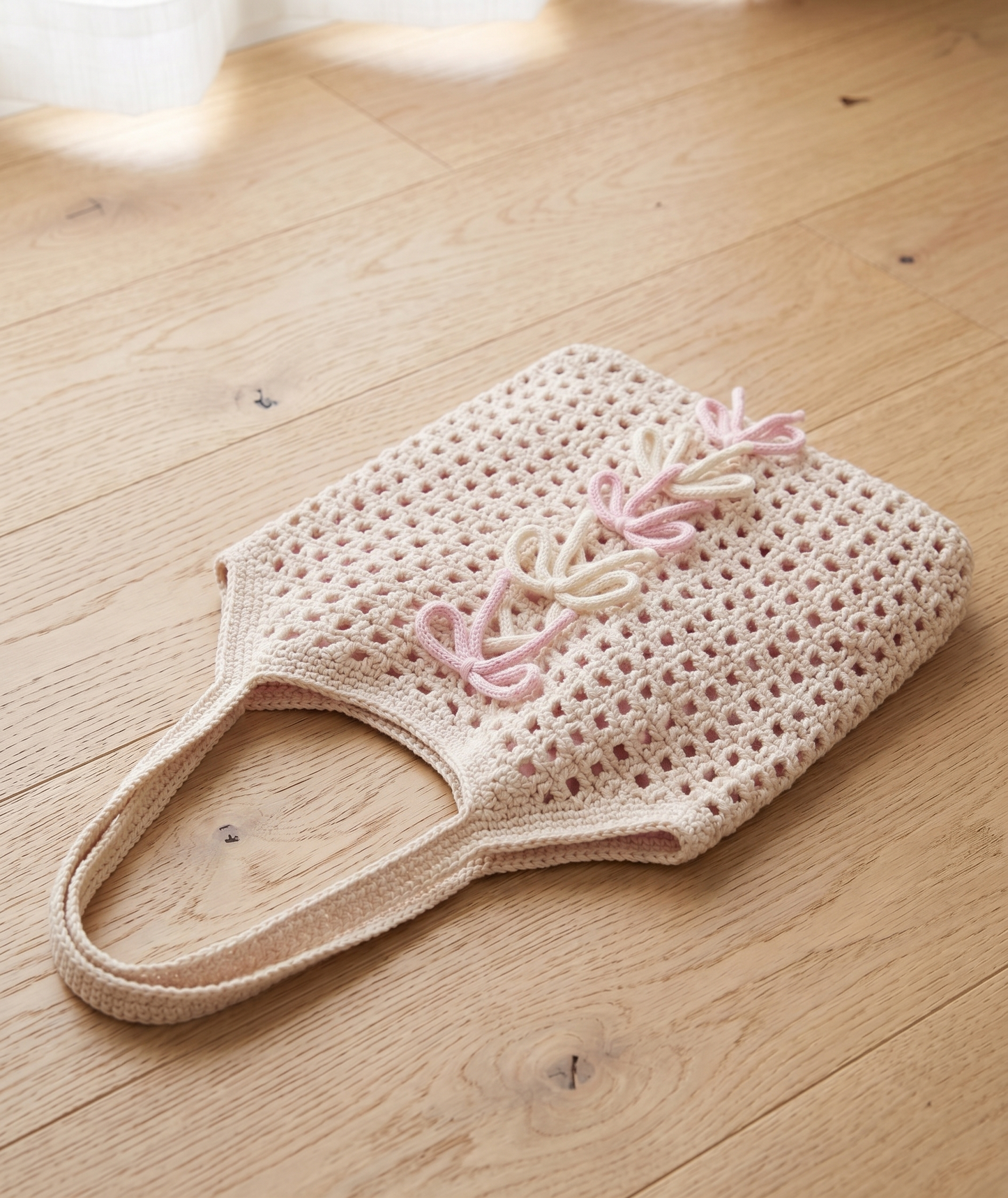 Filet Beige Tote Bag Crochet Pattern