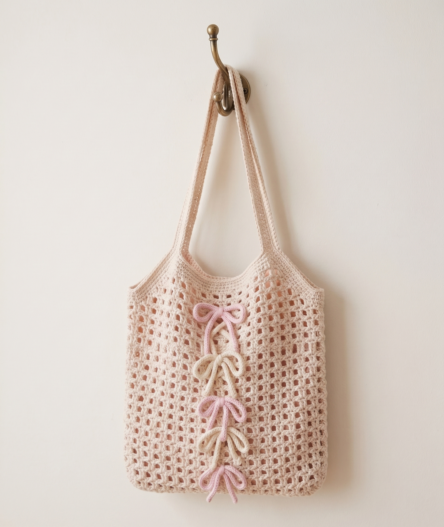 Filet Beige Tote Bag Crochet Pattern