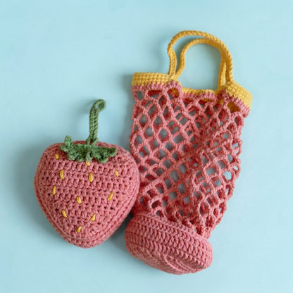 2-in-1 Strawberry Charm & Bottle Holder Crochet Pattern