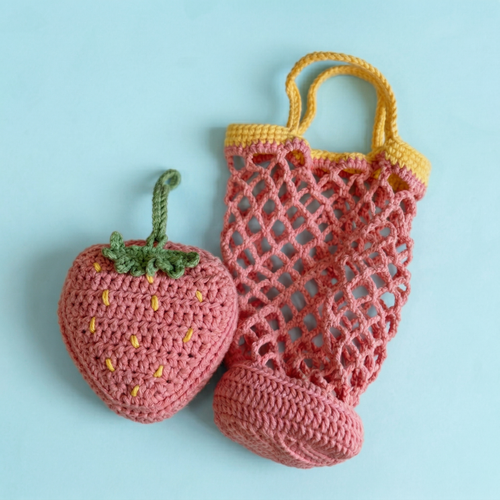 2-in-1 Strawberry Charm & Bottle Holder Crochet Pattern
