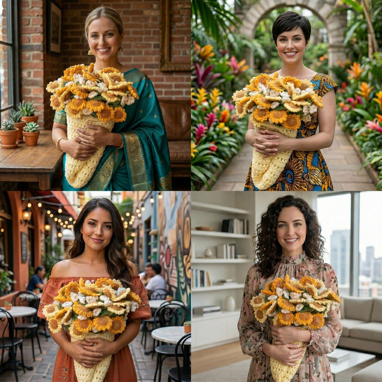 Sunflower Bouquet Blanket Crochet Pattern