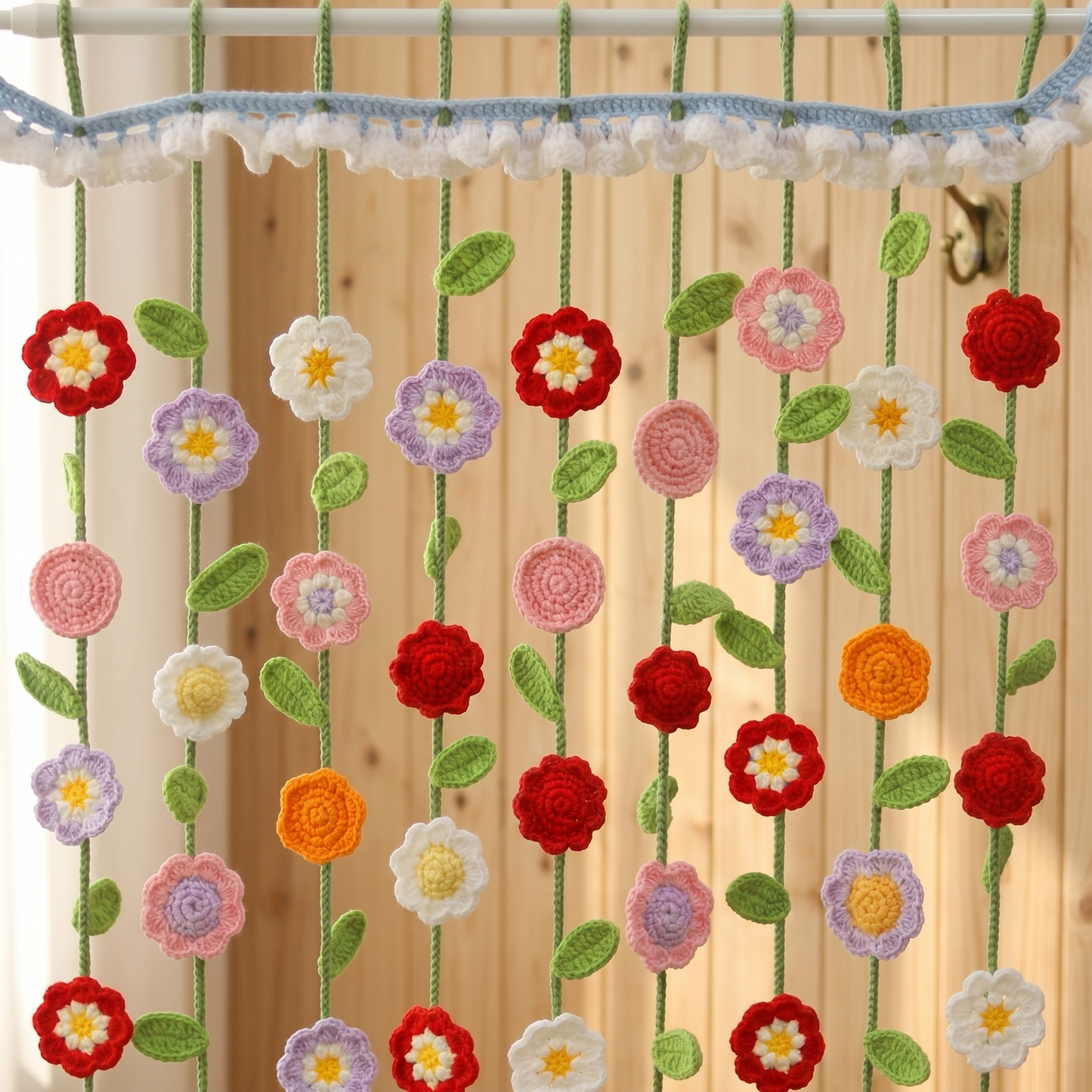 Colorful Flower Curtains Crochet Pattern