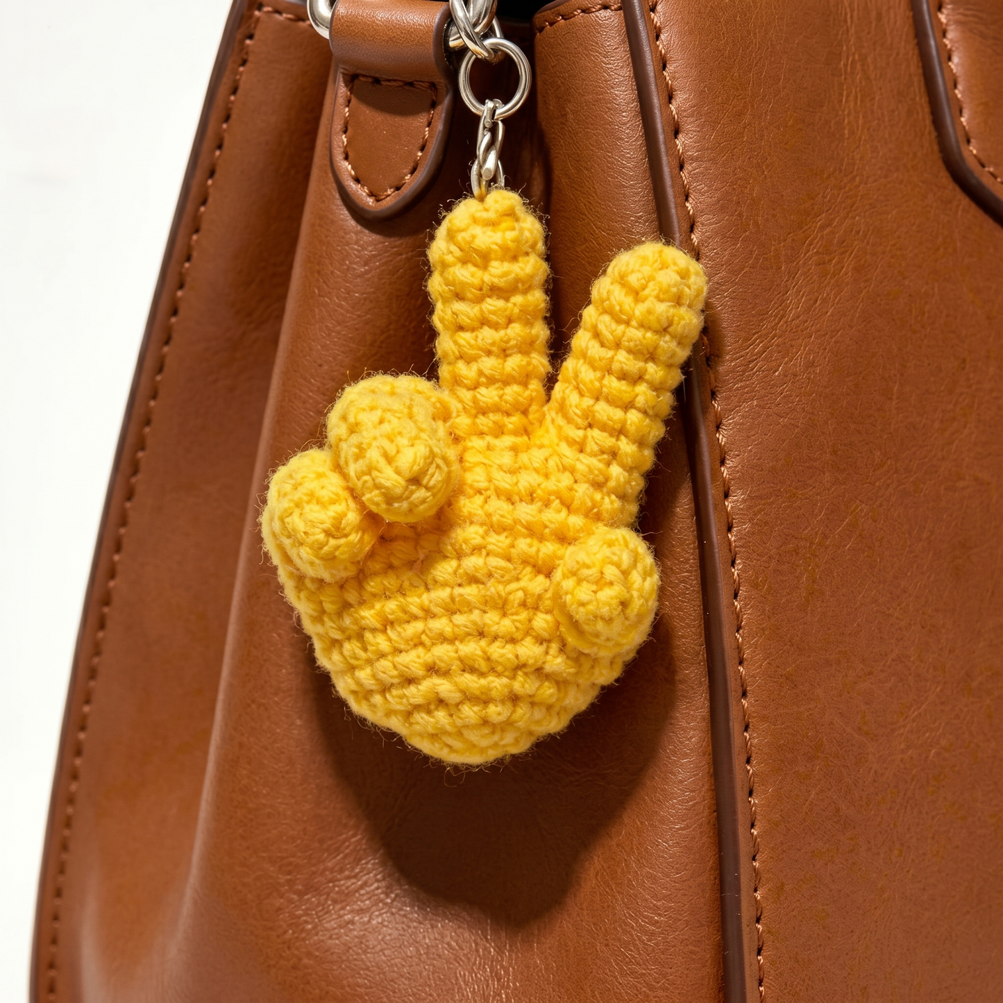 Peace Sign Hand Keychain Crochet Pattern