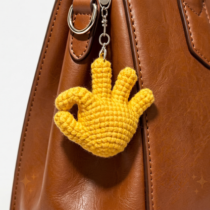 Peace Sign Hand Keychain Crochet Pattern
