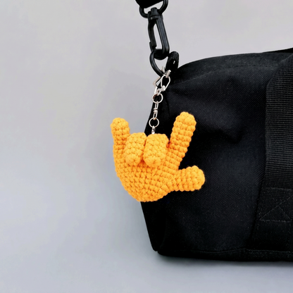 Peace Sign Hand Keychain Crochet Pattern