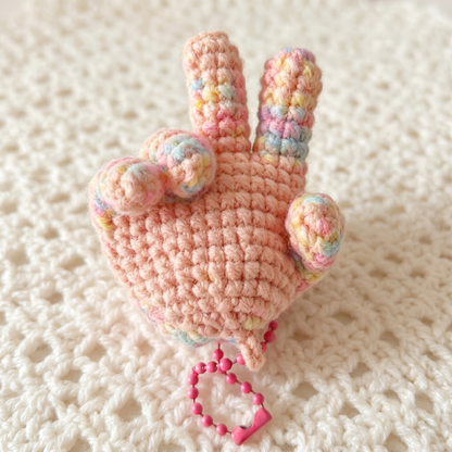Peace Sign Hand Keychain Crochet Pattern
