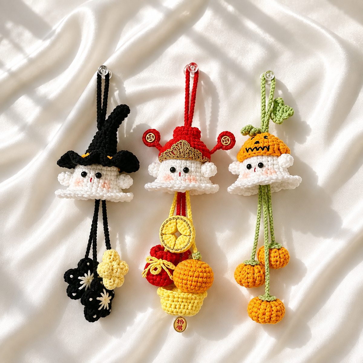18-in-1 Halloween Ghost Hanging & Charm Crochet Pattern Bundle