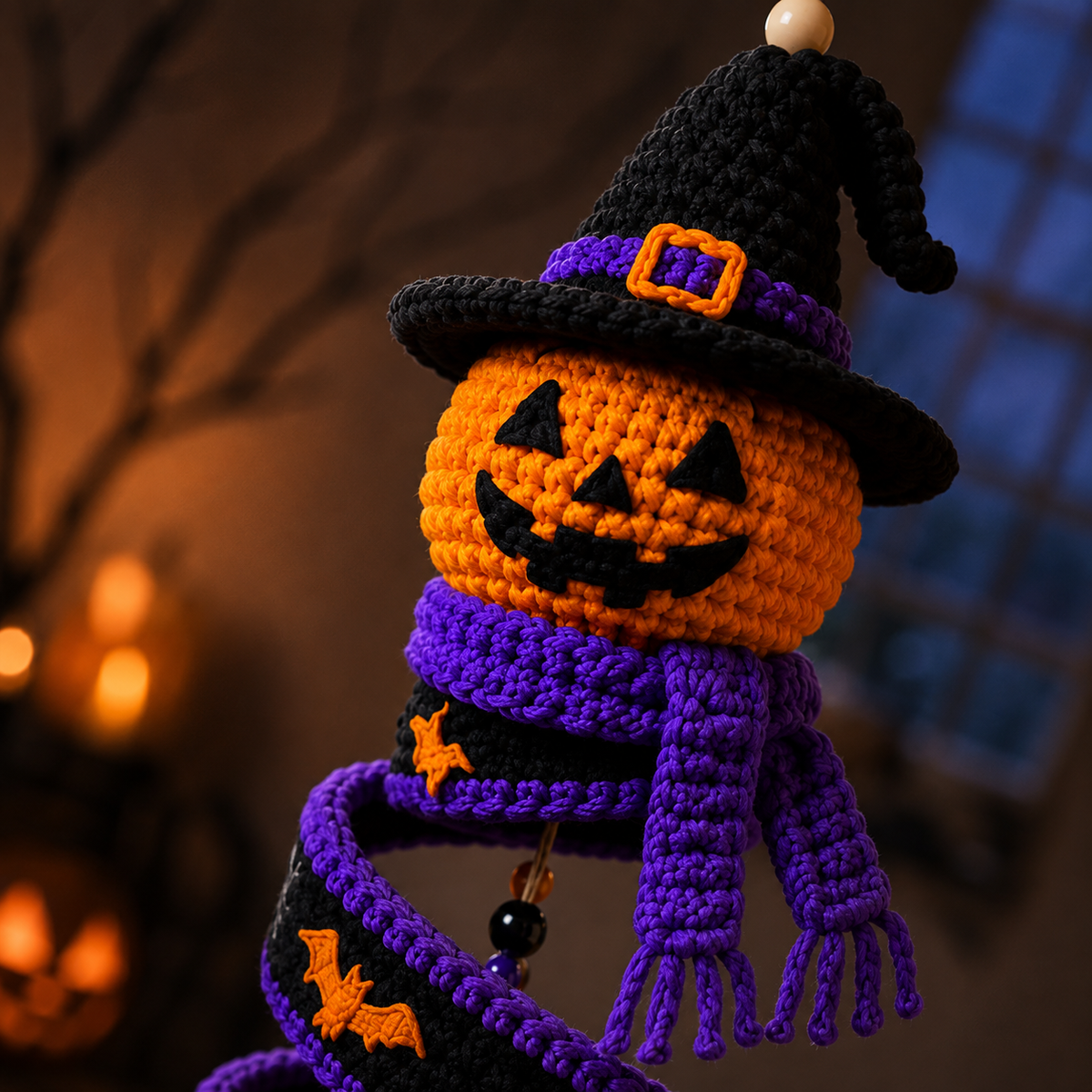 Halloween Witch Pumpkin Hanging Decor Crochet Pattern