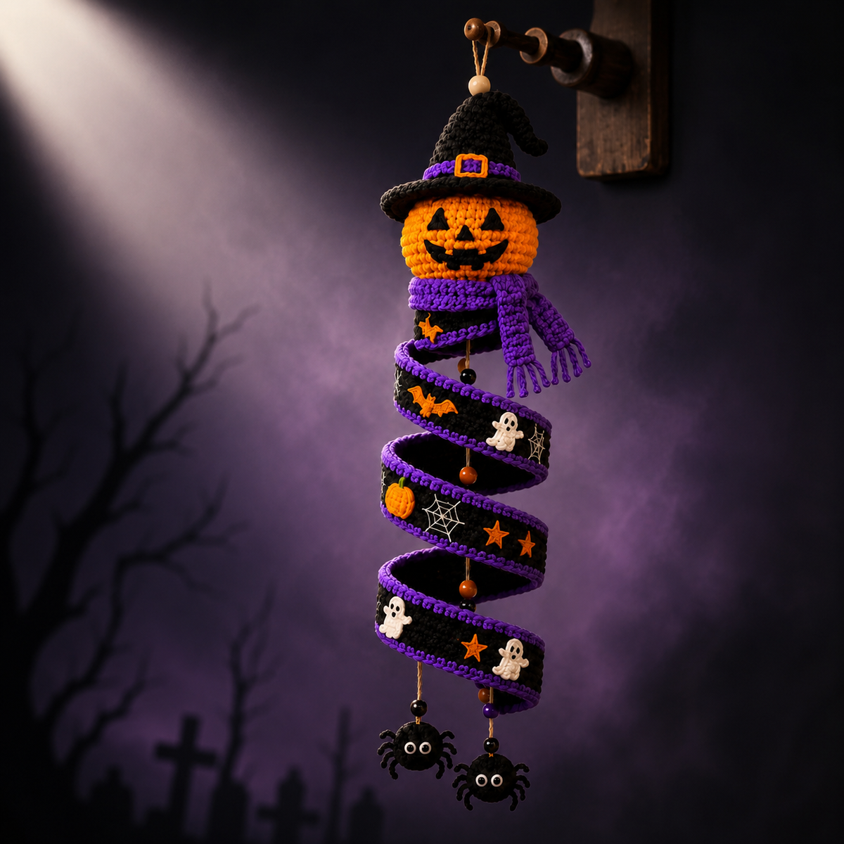 Halloween Witch Pumpkin Hanging Decor Crochet Pattern