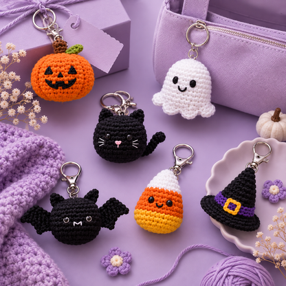 10-in-1 Halloween Keychain Crochet Pattern Bundle
