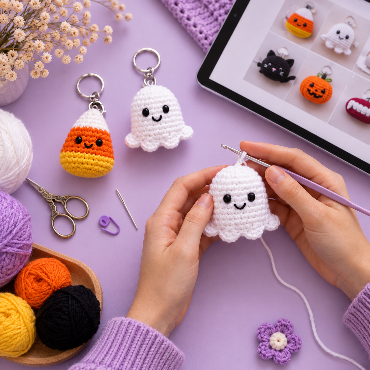 10-in-1 Halloween Keychain Crochet Pattern Bundle