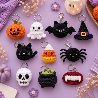 10-in-1 Halloween Keychain Crochet Pattern Bundle
