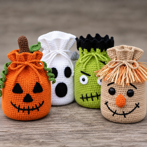 4-in-1 Halloween Treat Bag Crochet Pattern Bundle