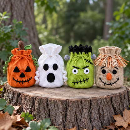 4-in-1 Halloween Treat Bag Crochet Pattern Bundle