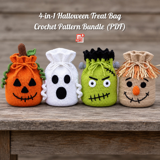 4-in-1 Halloween Treat Bag Crochet Pattern Bundle