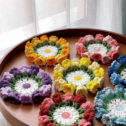 5-in-1 Bloomy Flower Coaster & Pot Crochet Pattern Bundle