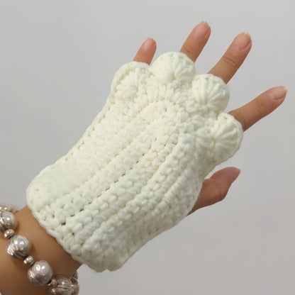 Cat Paw Fingerless Gloves Crochet Pattern