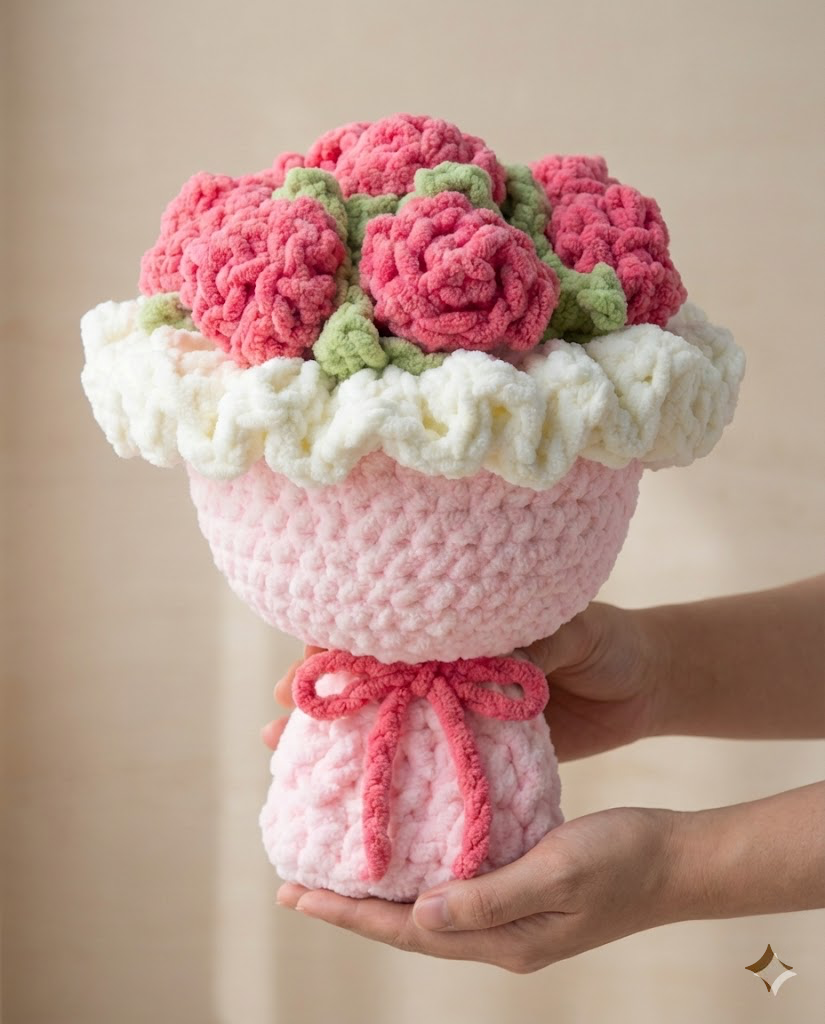 Chunky Rose Bouquet Blanket Crochet Pattern