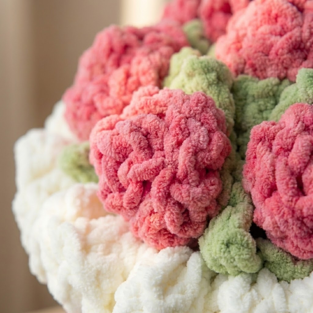 Chunky Rose Bouquet Blanket Crochet Pattern