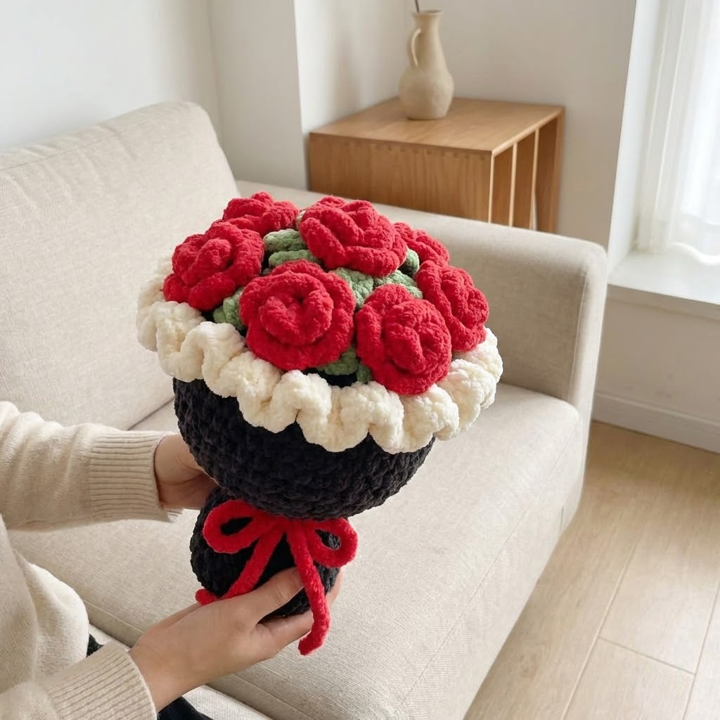 Chunky Rose Bouquet Blanket Crochet Pattern