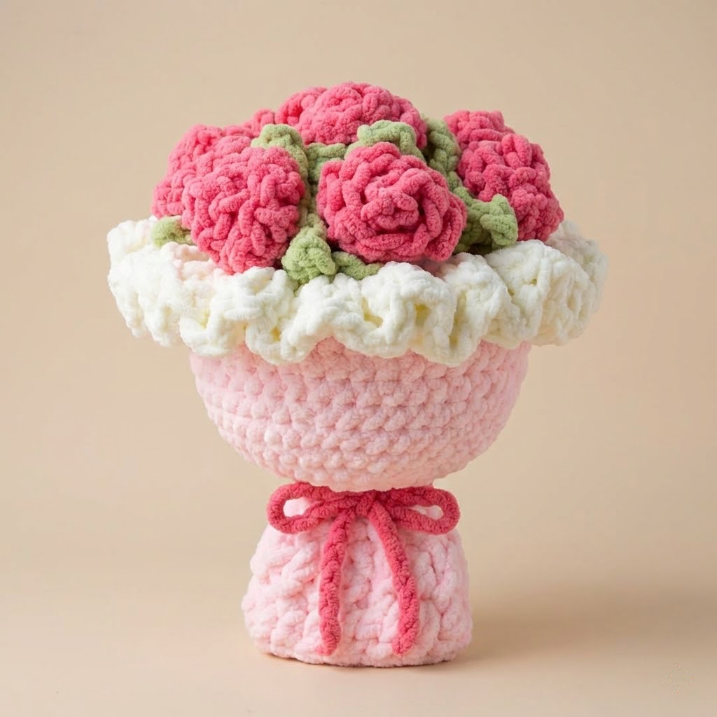 Chunky Rose Bouquet Blanket Crochet Pattern